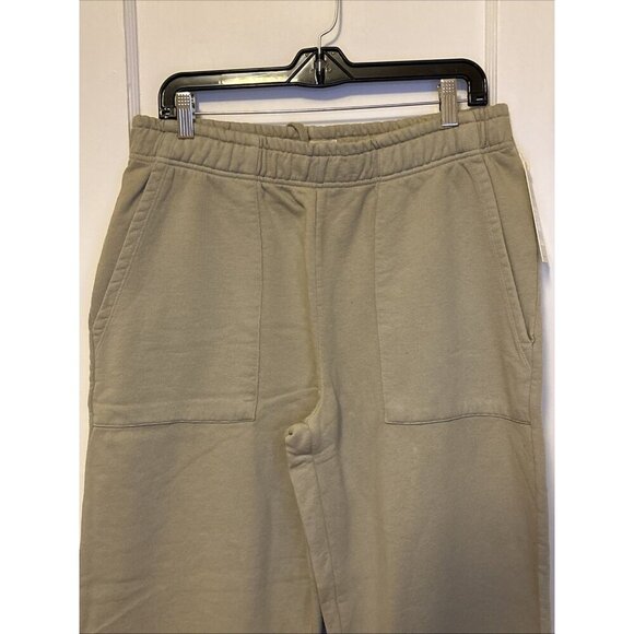 Mate The Label Organic Fleece Wide Leg Pant Heather Flax X-Large MSRP $138 - Picture 2 of 9